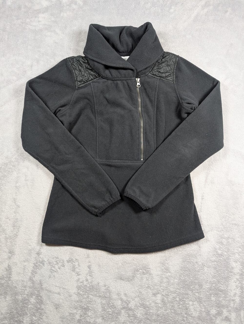 Columbia Fleece Sweater Womens Size XS Black Wrap Front Comfy Outdoor Hiking